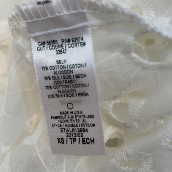 Ella Moss SZ XS NWT White Eyelet Top - Picture 4 of 5